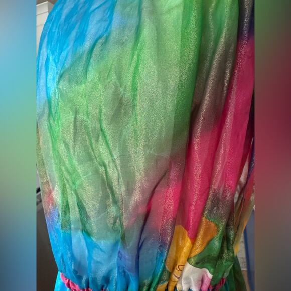 Michael Simon 100% Silk Multicolor Vibrant Shimmery Embellished Tunic Blouse- S‎ - Picture 10 of 12